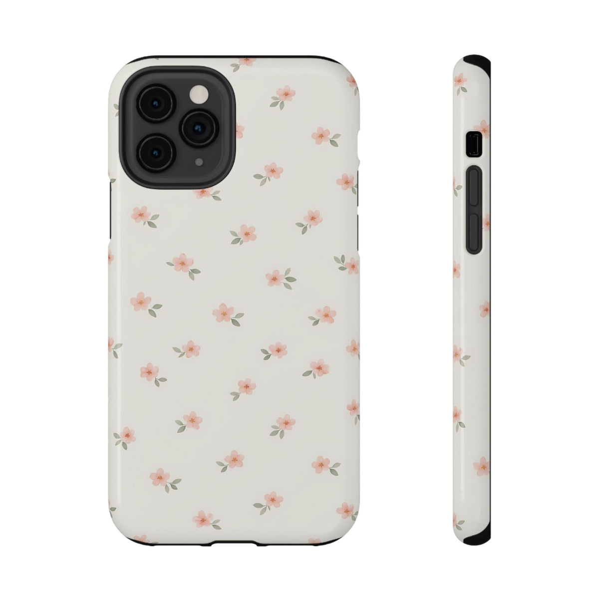 Blush Ditsy Floral protective phone case for iPhone 11 Pro, glossy finish