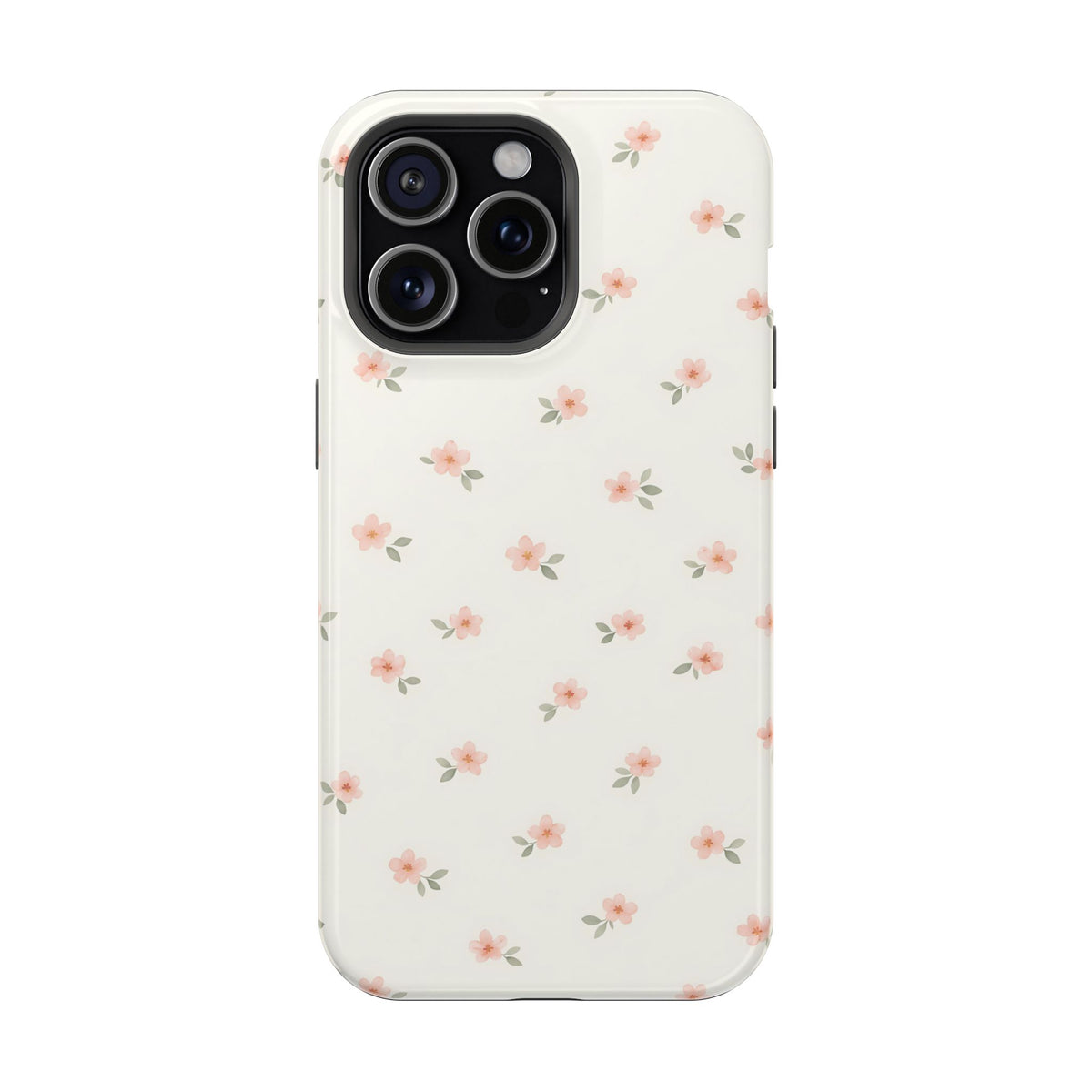 Blush Ditsy Floral MagSafe case for iPhone 15 Pro Max, glossy finish