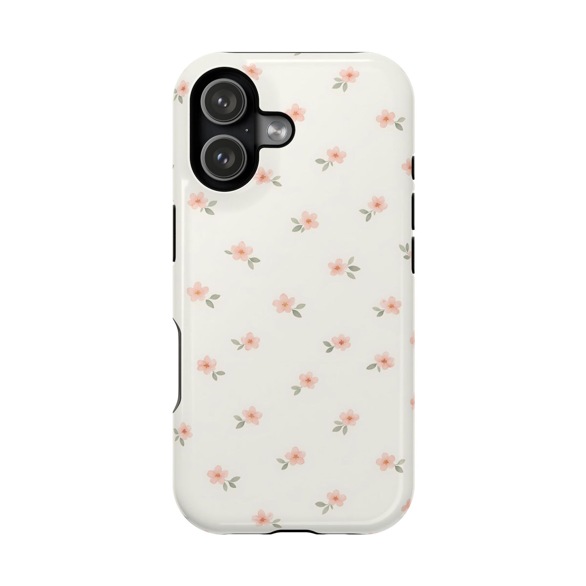 Blush Ditsy Floral MagSafe case for iPhone 17, glossy finish