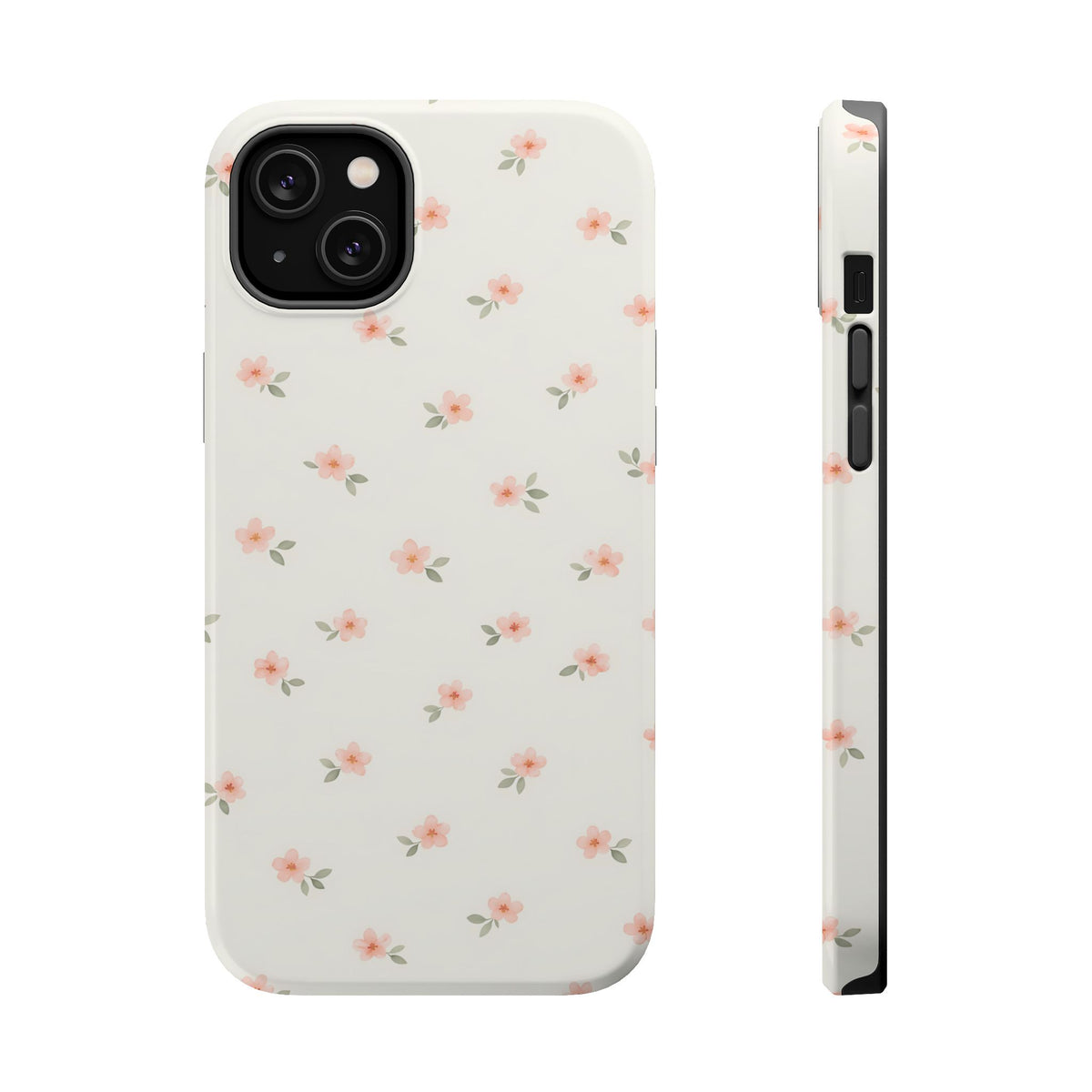 Blush Ditsy Floral MagSafe case for iPhone 14 Plus, glossy finish