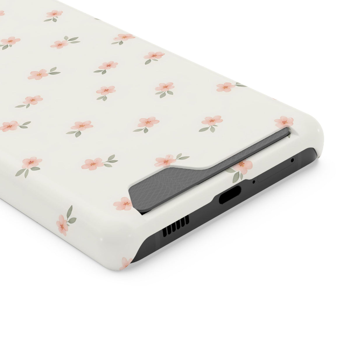 Blush Ditsy Floral phone case with card holder for Samsung Galaxy S21 Ultra, glossy finish