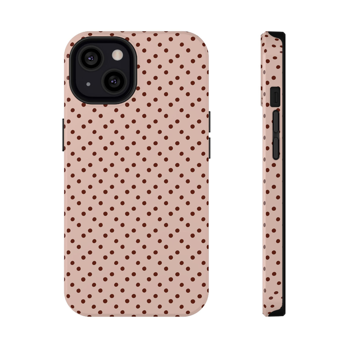 Blush Micro Dot protective phone case for iPhone 13, glossy finish