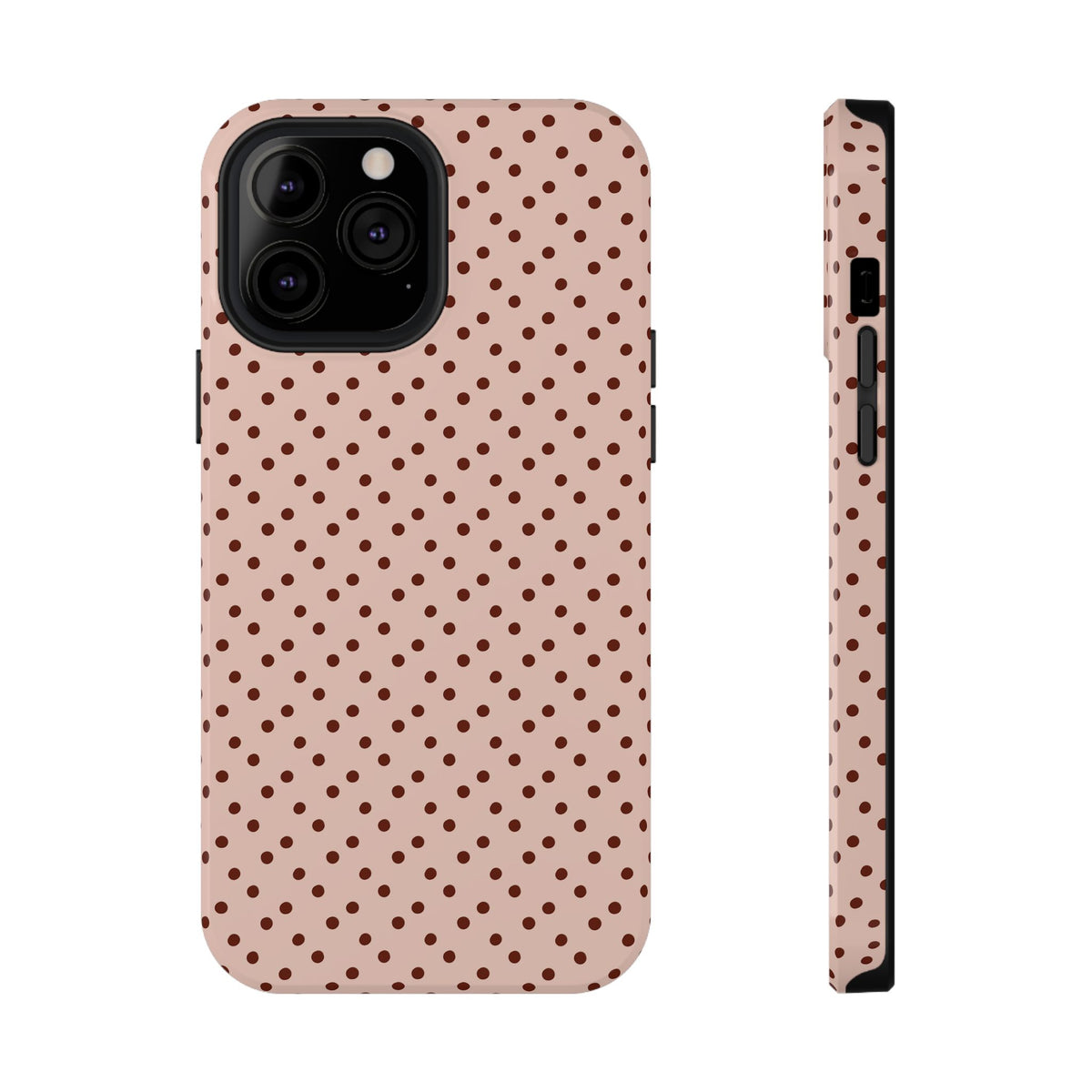 Blush Micro Dot protective phone case for iPhone 13 Pro Max, glossy finish