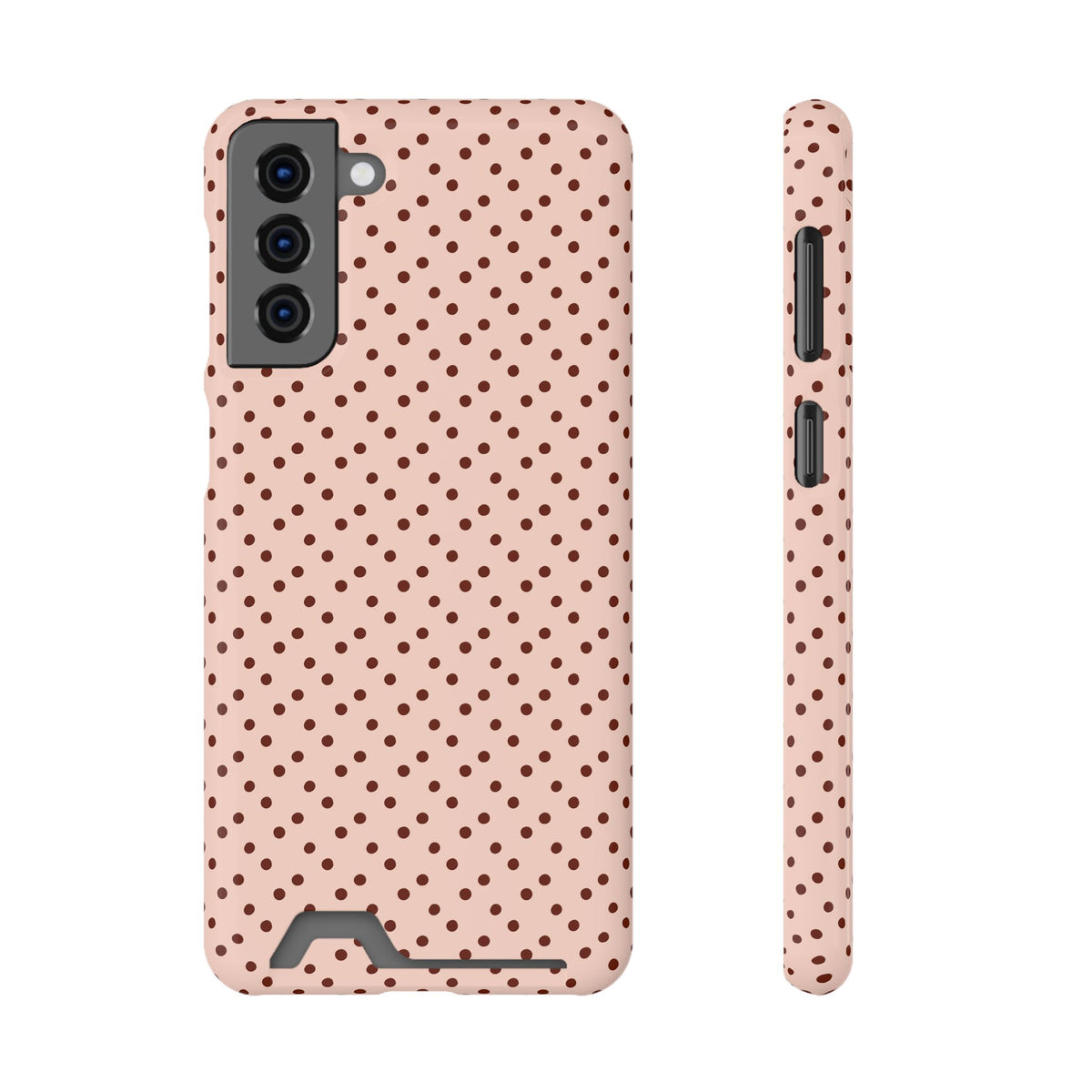 Blush Micro Dot phone case with card holder for Samsung Galaxy S21 Plus, glossy finish