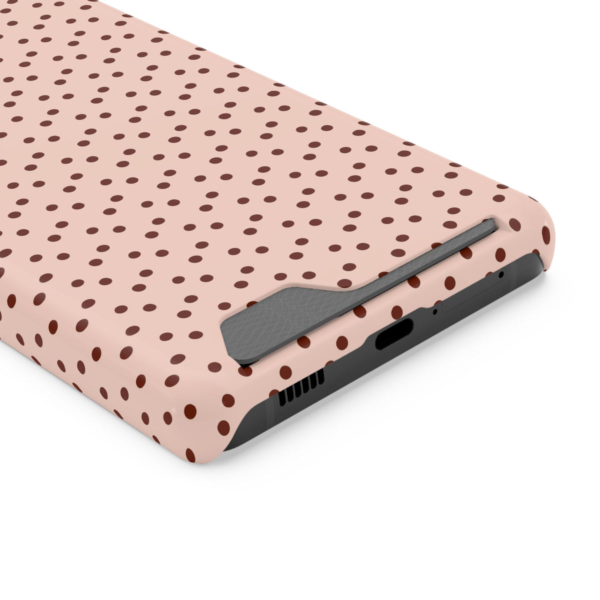 Blush Micro Dot phone case with card holder for Samsung Galaxy S21 Ultra, glossy finish
