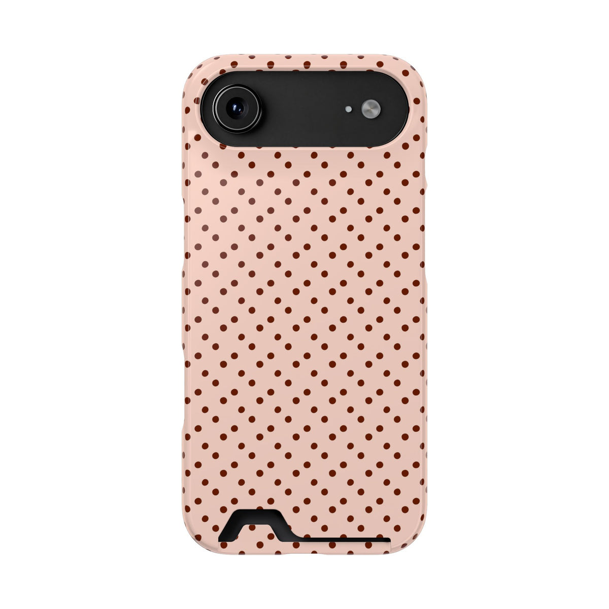 Blush Micro Dot phone case with card holder for iPhone 17 Air, glossy finish
