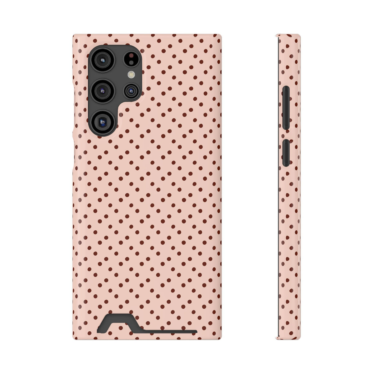 Blush Micro Dot phone case with card holder for Samsung Galaxy S22 Ultra, glossy finish