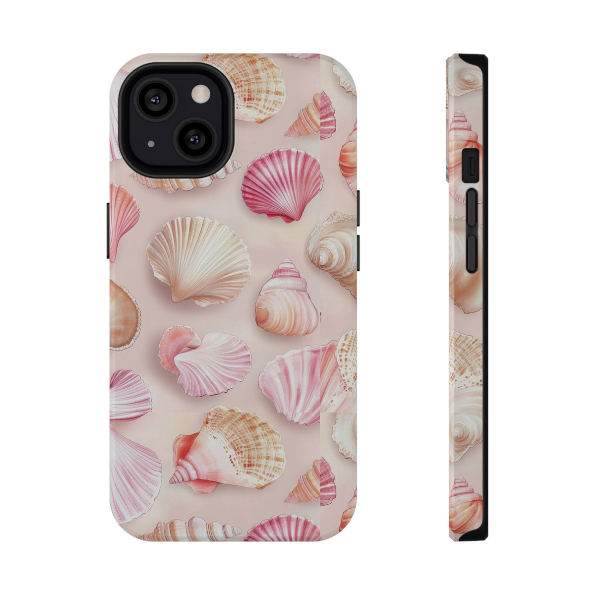 Blush Seashell protective phone case for iPhone 13, glossy finish