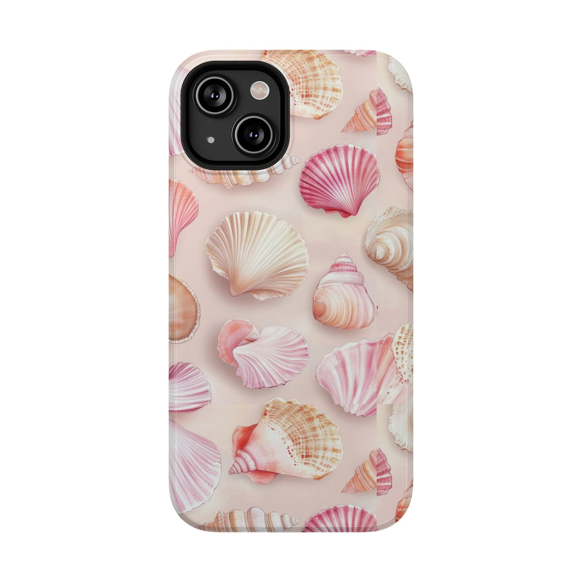 Blush Seashell protective phone case for iPhone 14, glossy finish