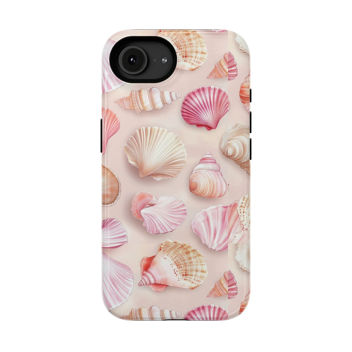 Blush Seashell protective phone case for iPhone 16e, glossy finish