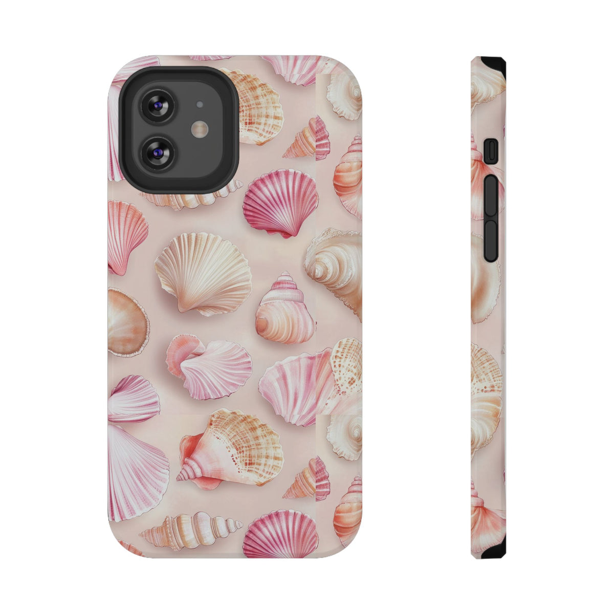Blush Seashell protective phone case for iPhone 12, glossy finish
