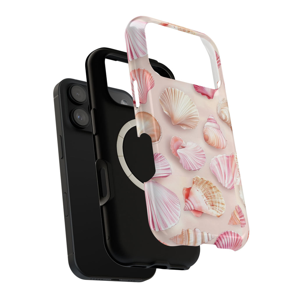 Blush Seashell MagSafe case, close-up of the dual-layer construction