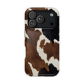 Brown Cow Print protective phone case for iPhone 18 Pro, glossy finish