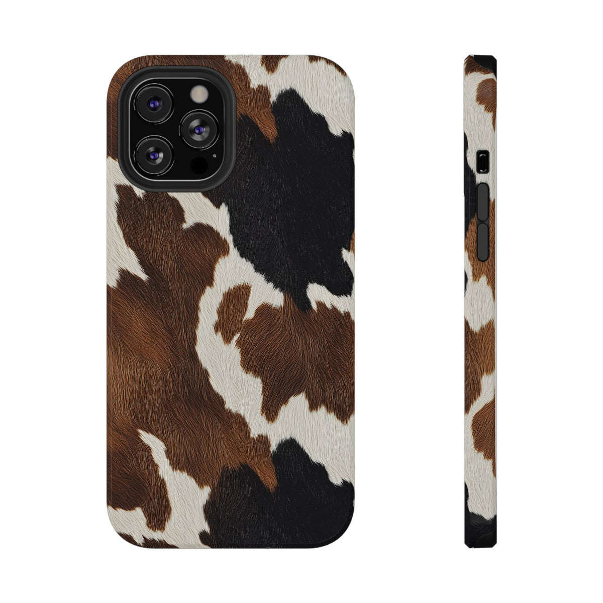 Brown Cow Print protective phone case for iPhone 12 Pro Max, glossy finish