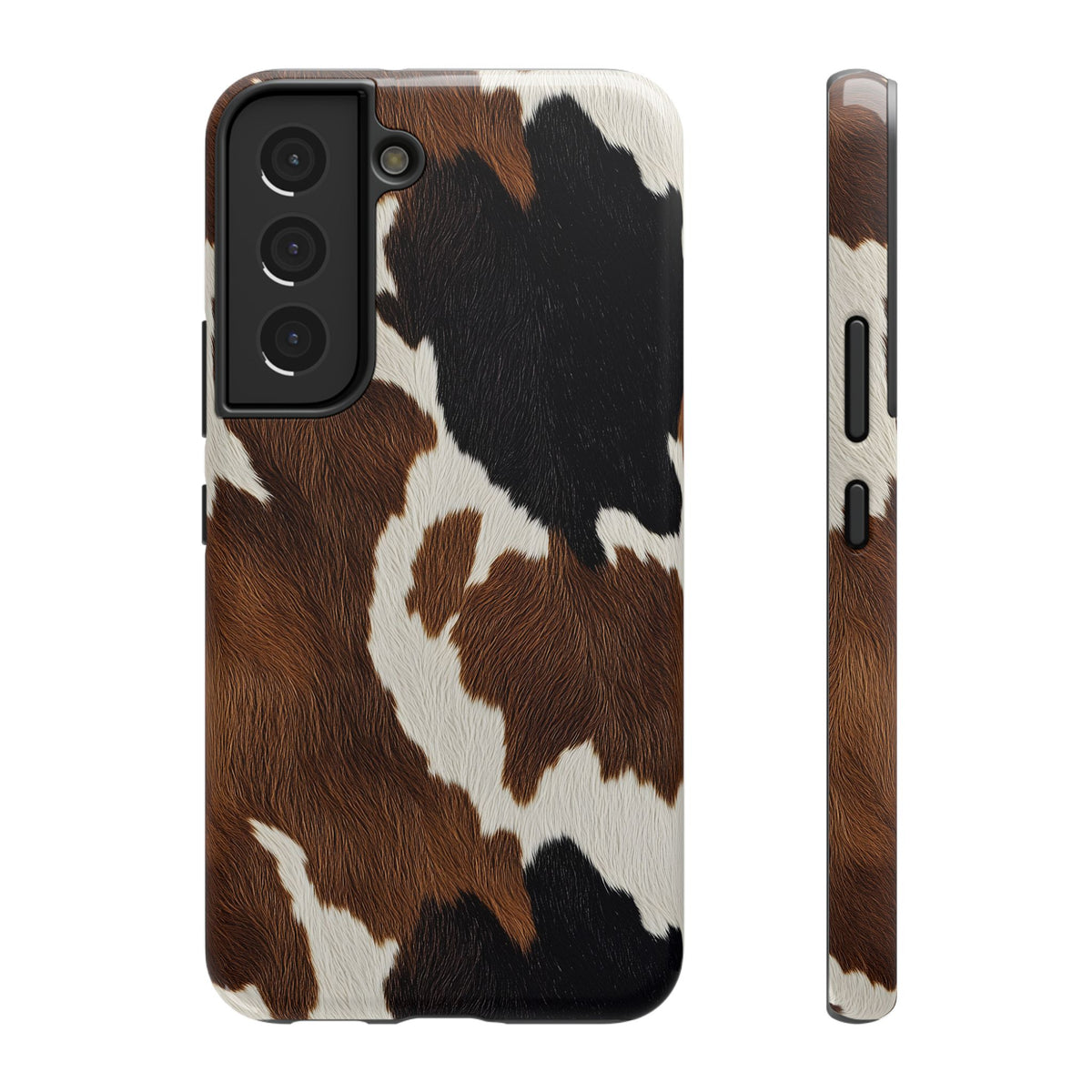 Brown Cow Print protective phone case for Samsung Galaxy S22, glossy finish