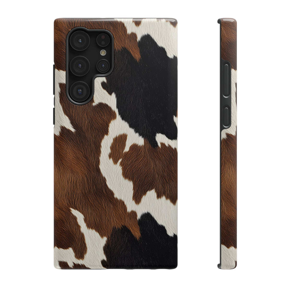 Brown Cow Print protective phone case for Samsung Galaxy S22 Ultra, glossy finish
