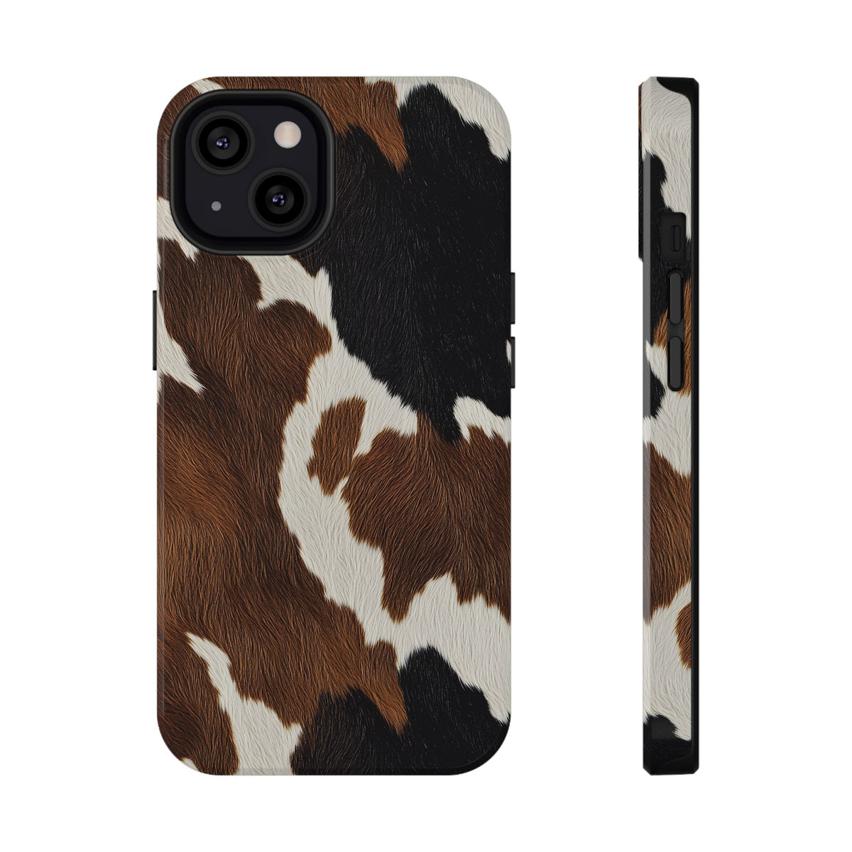 Brown Cow Print protective phone case for iPhone 13, glossy finish