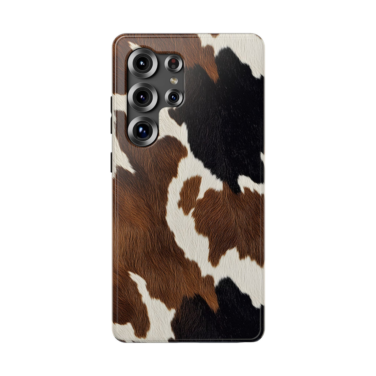Brown Cow Print protective phone case for Samsung Galaxy S25 Ultra, glossy finish