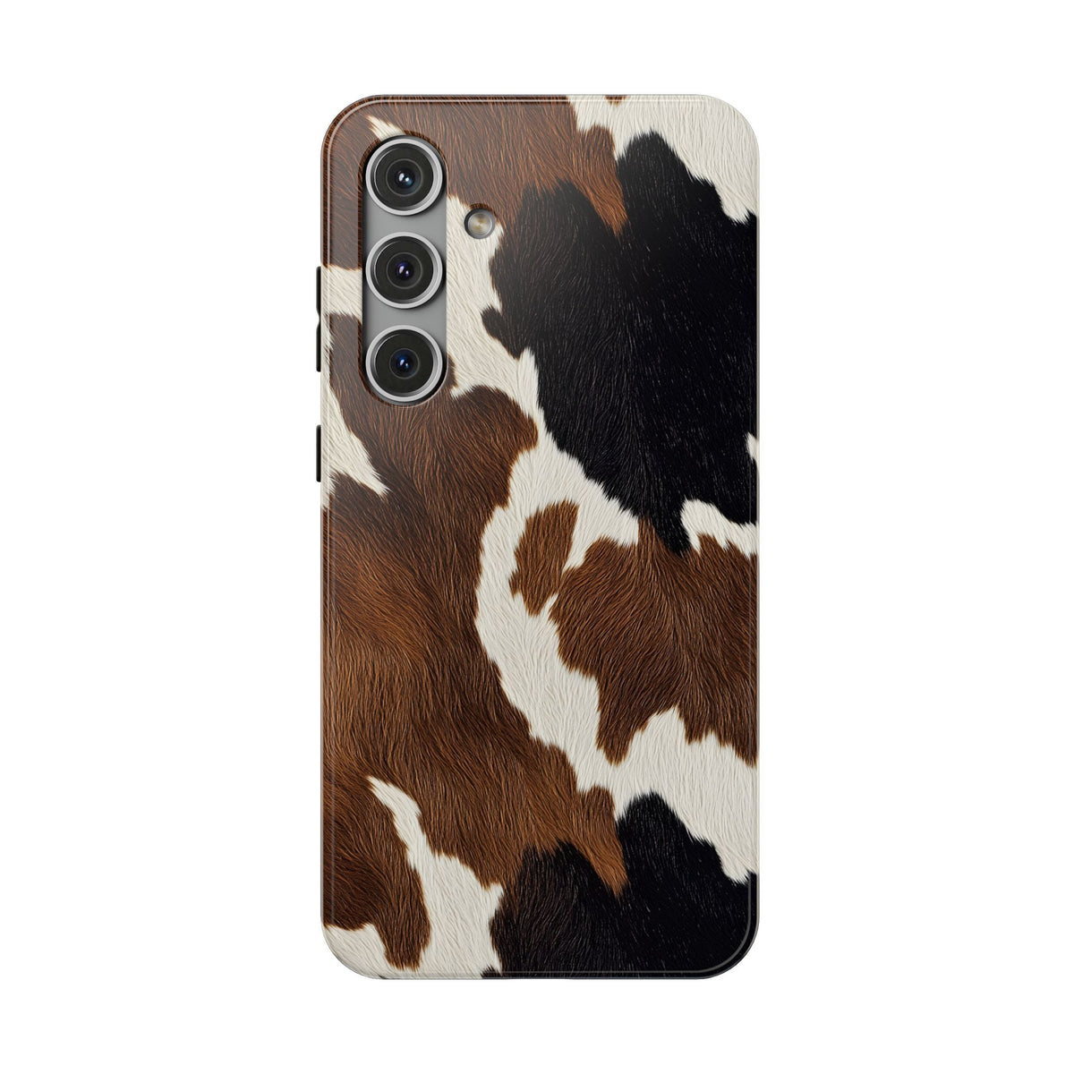 Brown Cow Print protective phone case for Samsung Galaxy S24 Plus, glossy finish