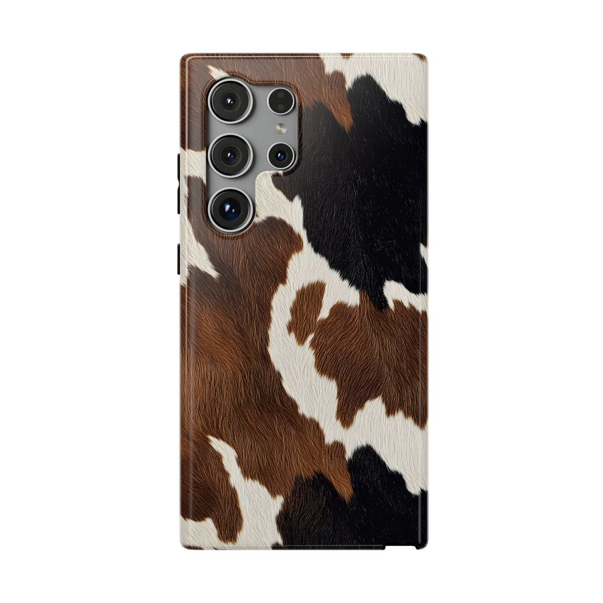 Brown Cow Print protective phone case for Samsung Galaxy S24 Ultra, glossy finish