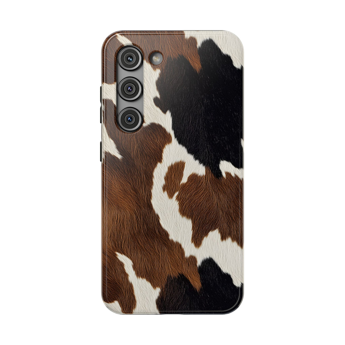 Brown Cow Print protective phone case for Samsung Galaxy S23, glossy finish