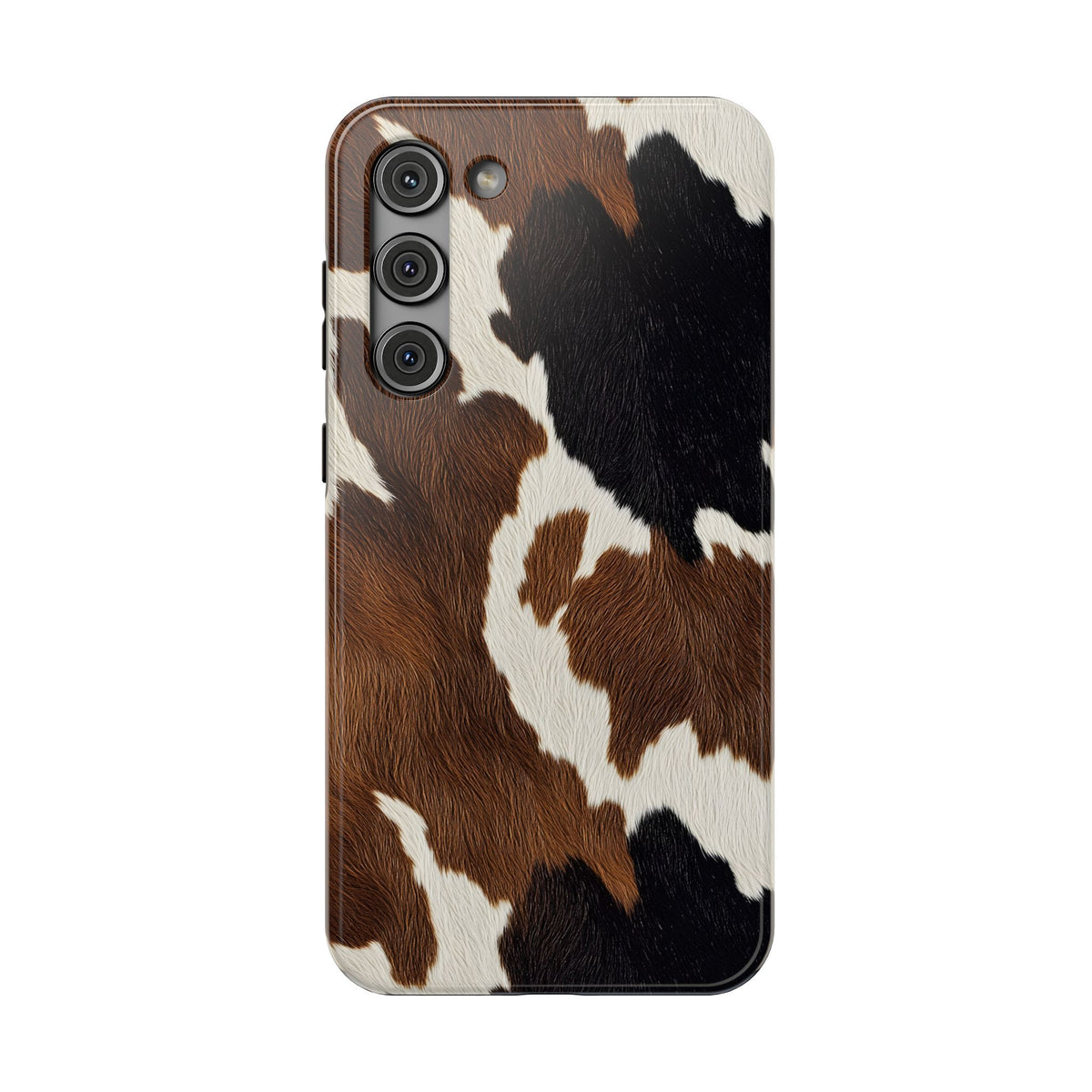 Brown Cow Print protective phone case for Samsung Galaxy S23 Plus, glossy finish