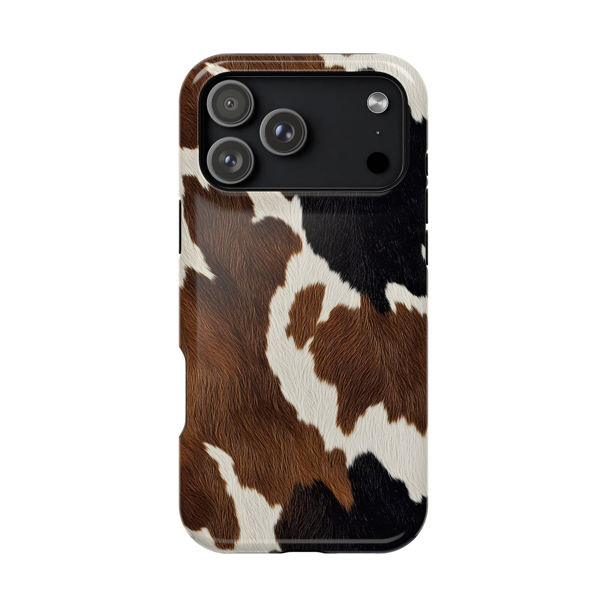 Brown Cow Print protective phone case for iPhone 18 Pro Max, glossy finish