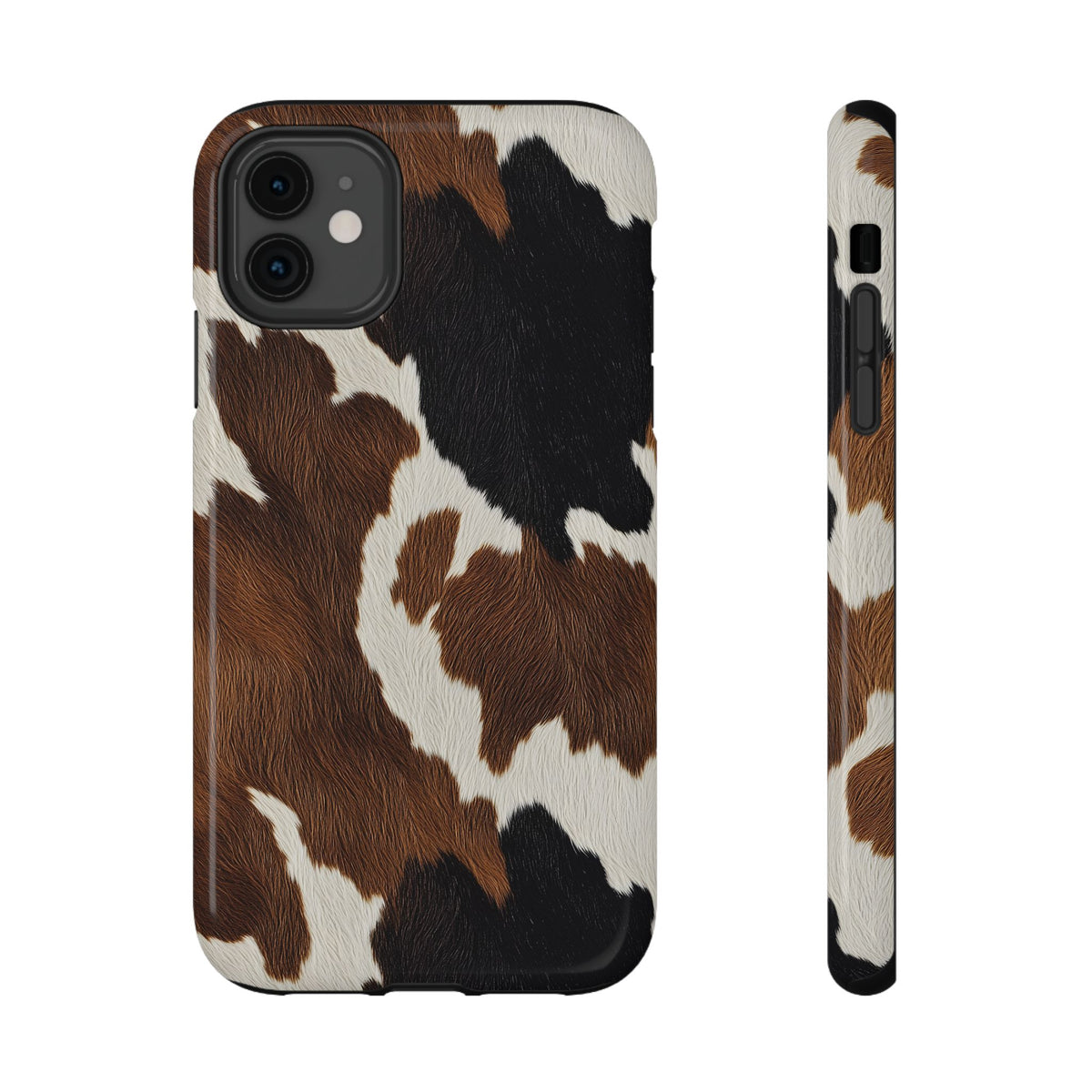 Brown Cow Print protective phone case for iPhone 11, glossy finish