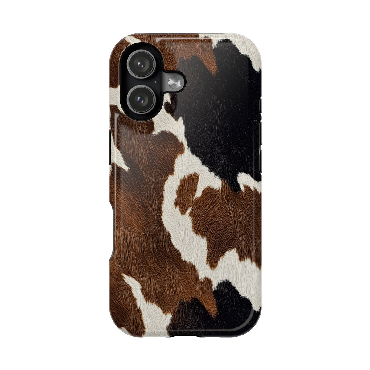 Brown Cow Print MagSafe case for iPhone 17, glossy finish