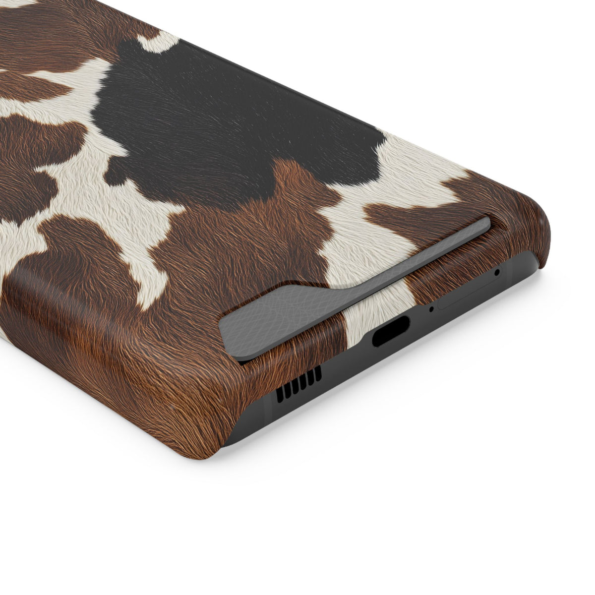 Brown Cow Print phone case with card holder for Samsung Galaxy S21 Ultra, glossy finish