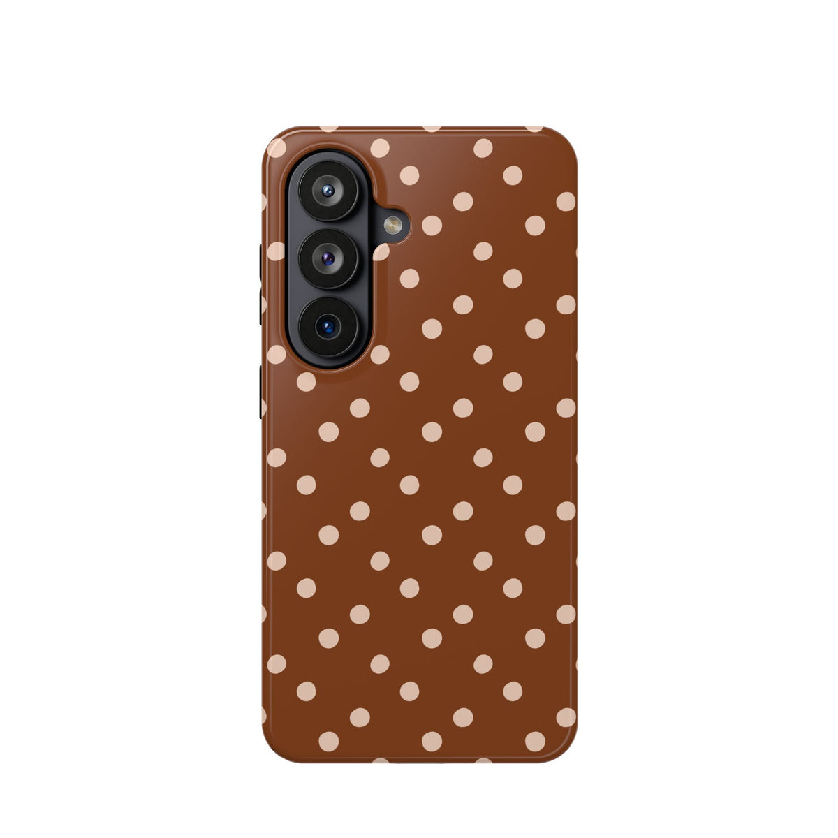 Brown Polka Dot protective phone case for Samsung Galaxy S26, glossy finish