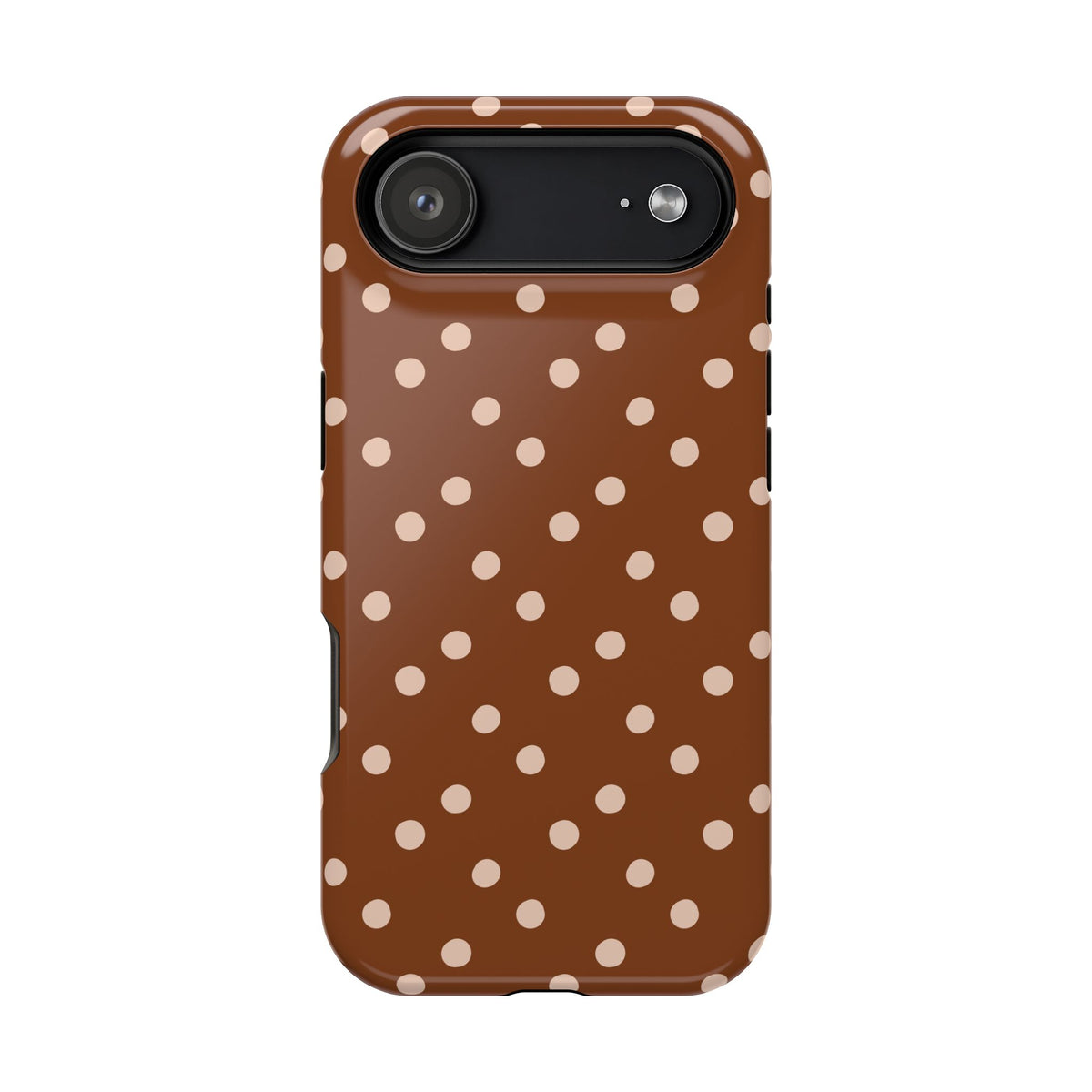 Brown Polka Dot MagSafe case for iPhone 17 Air, glossy finish