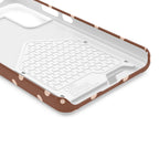 Brown Polka Dot phone case with card holder, close-up of the inside
