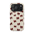 Burgundy Bow protective phone case for iPhone 18 Pro, glossy finish