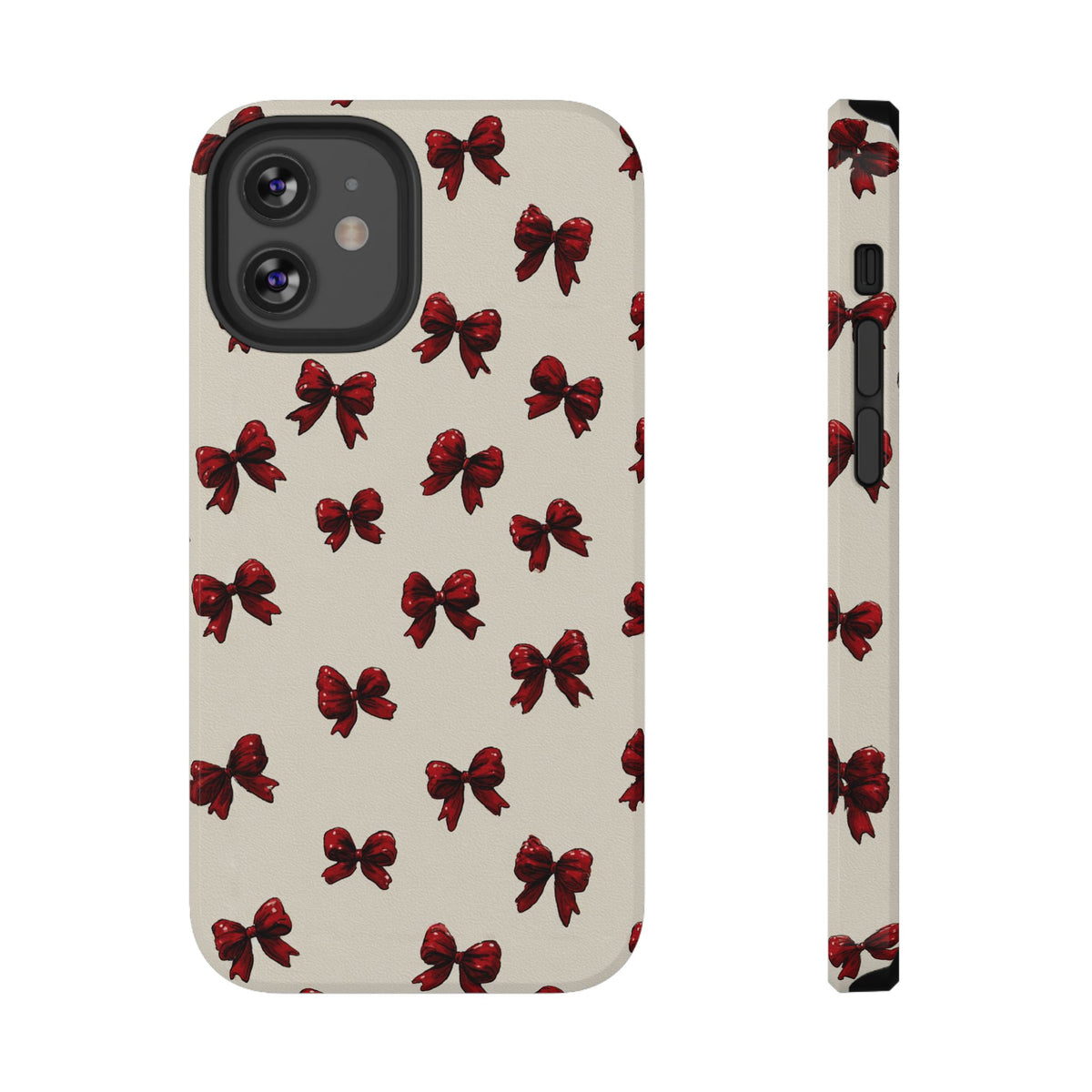 Burgundy Bow protective phone case for iPhone 12 Mini, glossy finish