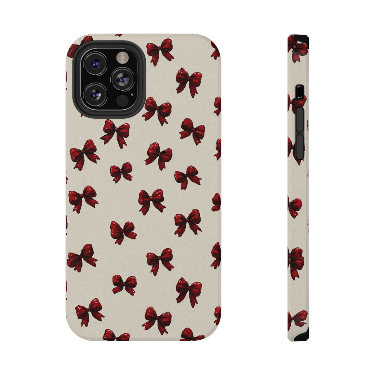 Burgundy Bow protective phone case for iPhone 12 Pro, glossy finish