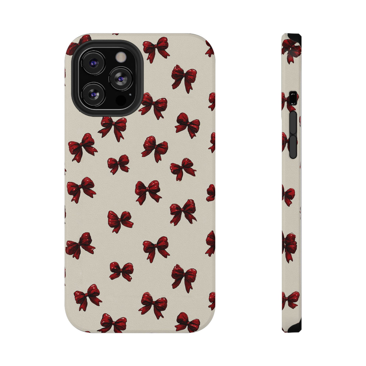 Burgundy Bow protective phone case for iPhone 12 Pro Max, glossy finish