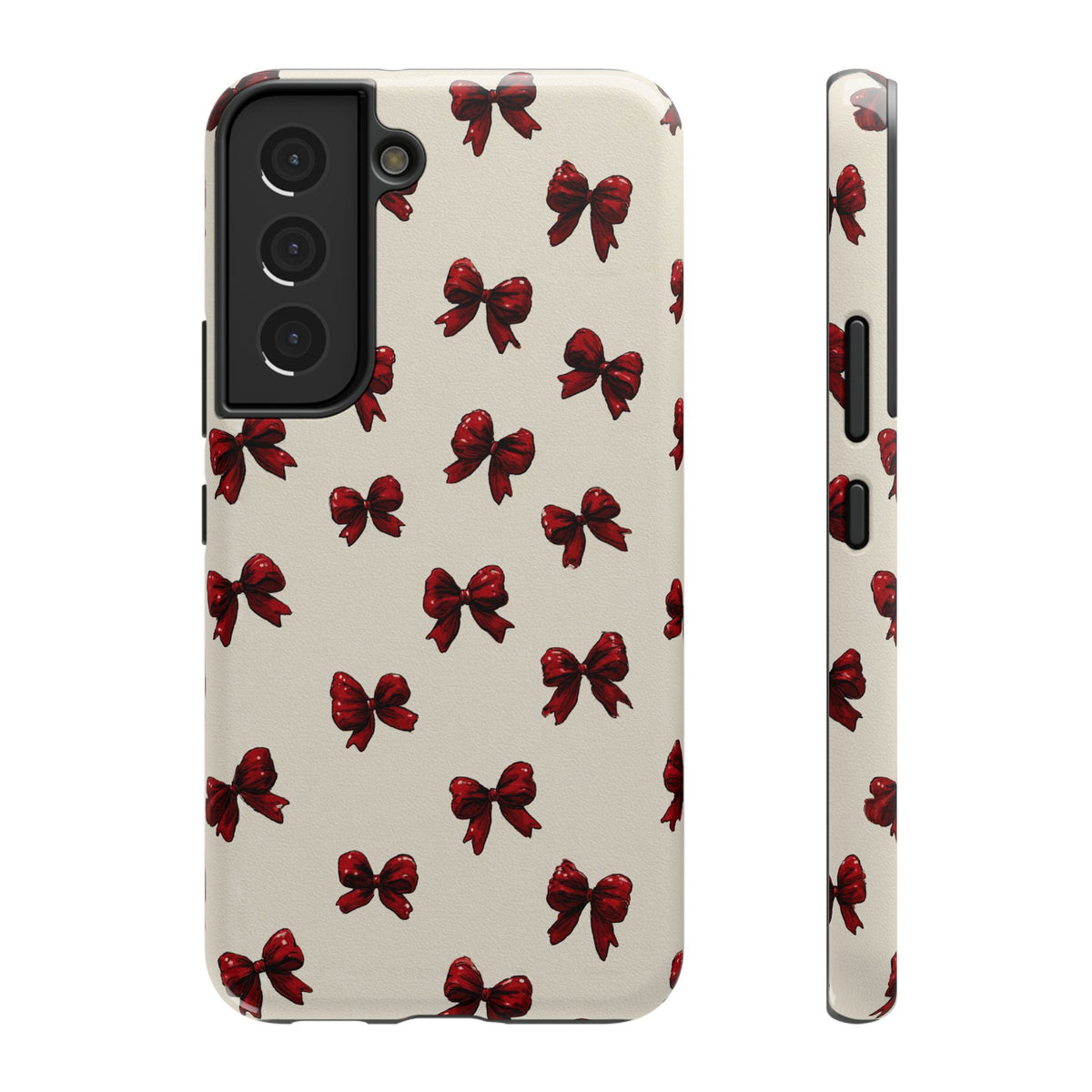 Burgundy Bow protective phone case for Samsung Galaxy S22, glossy finish