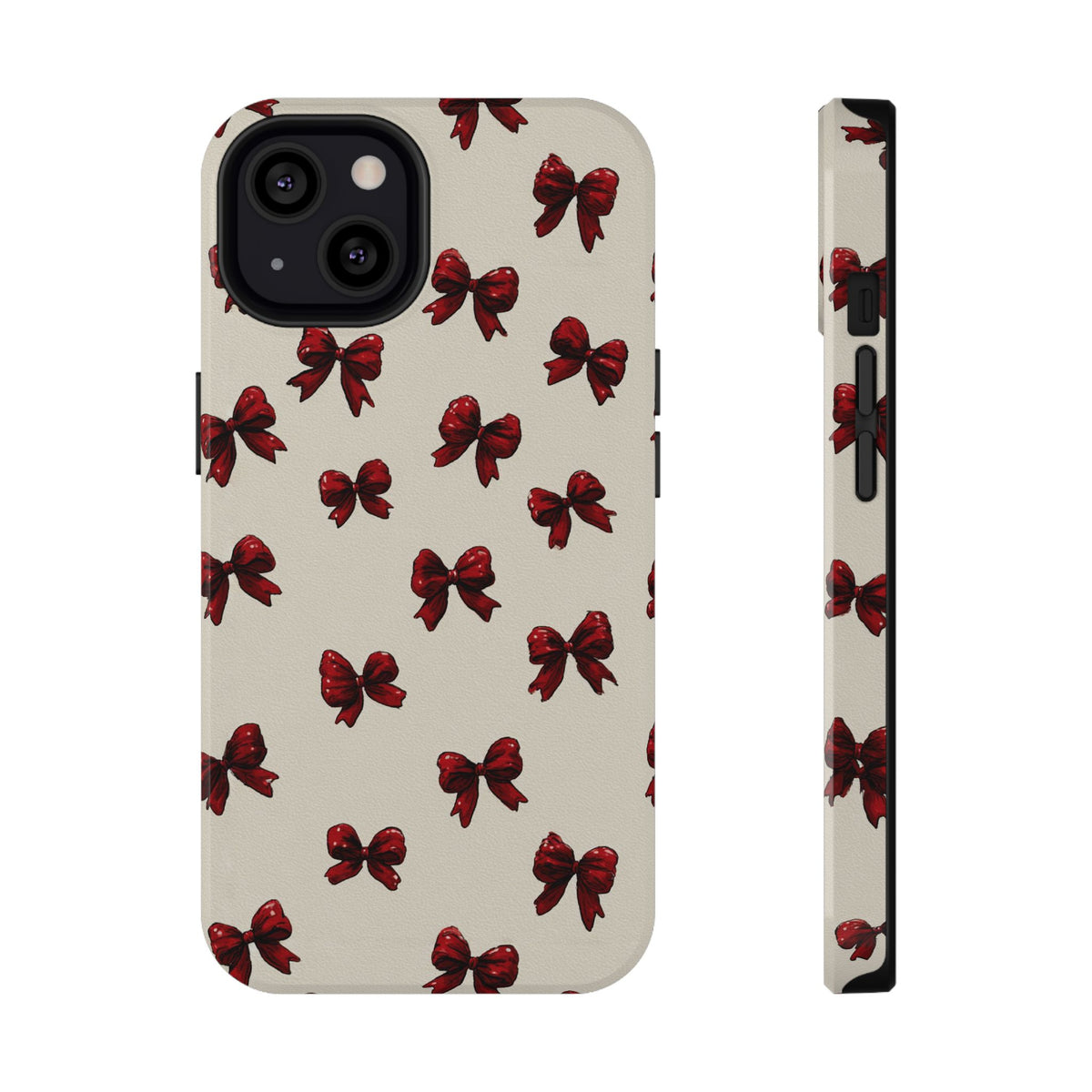 Burgundy Bow protective phone case for iPhone 13, glossy finish