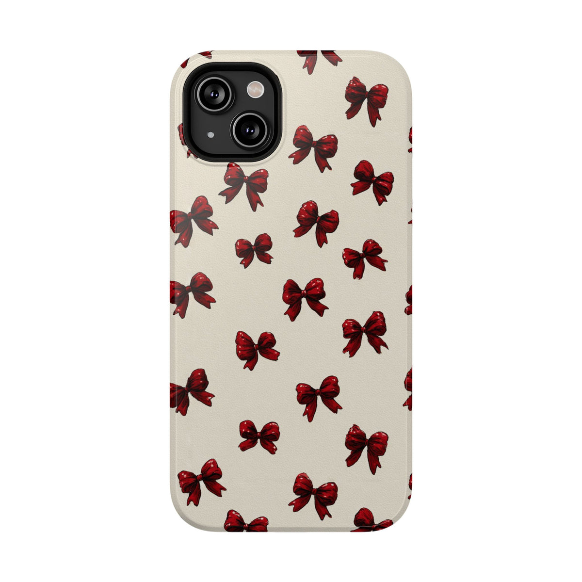 Burgundy Bow protective phone case for iPhone 14 Plus, glossy finish