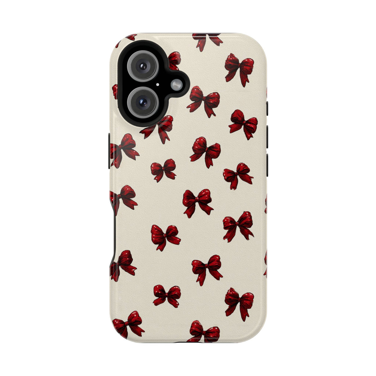 Burgundy Bow protective phone case for iPhone 16, glossy finish