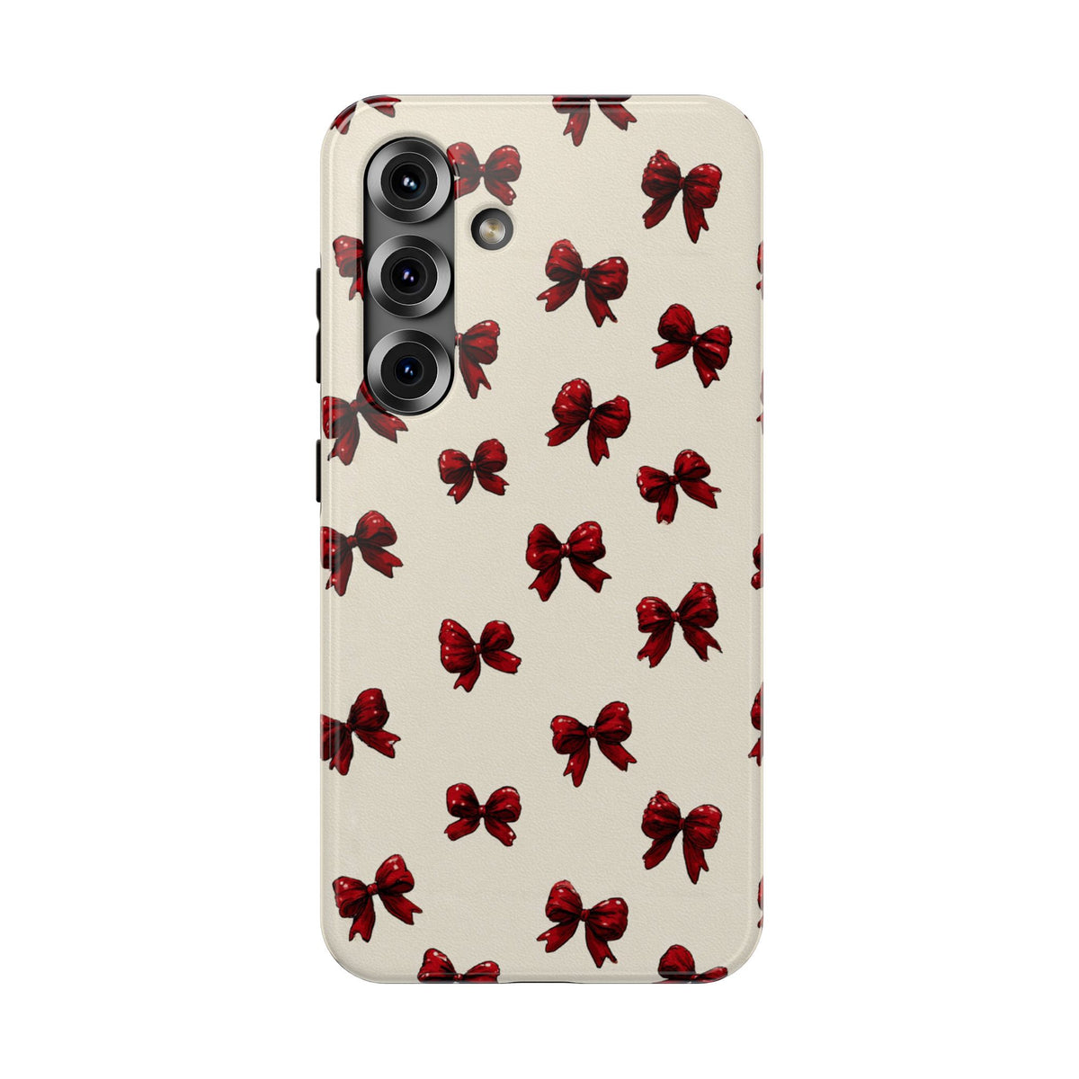 Burgundy Bow protective phone case for Samsung Galaxy S25, glossy finish