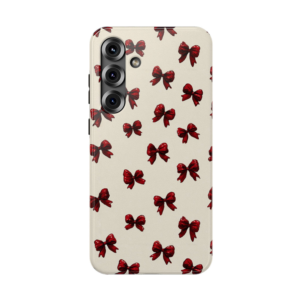 Burgundy Bow protective phone case for Samsung Galaxy S25 Plus, glossy finish