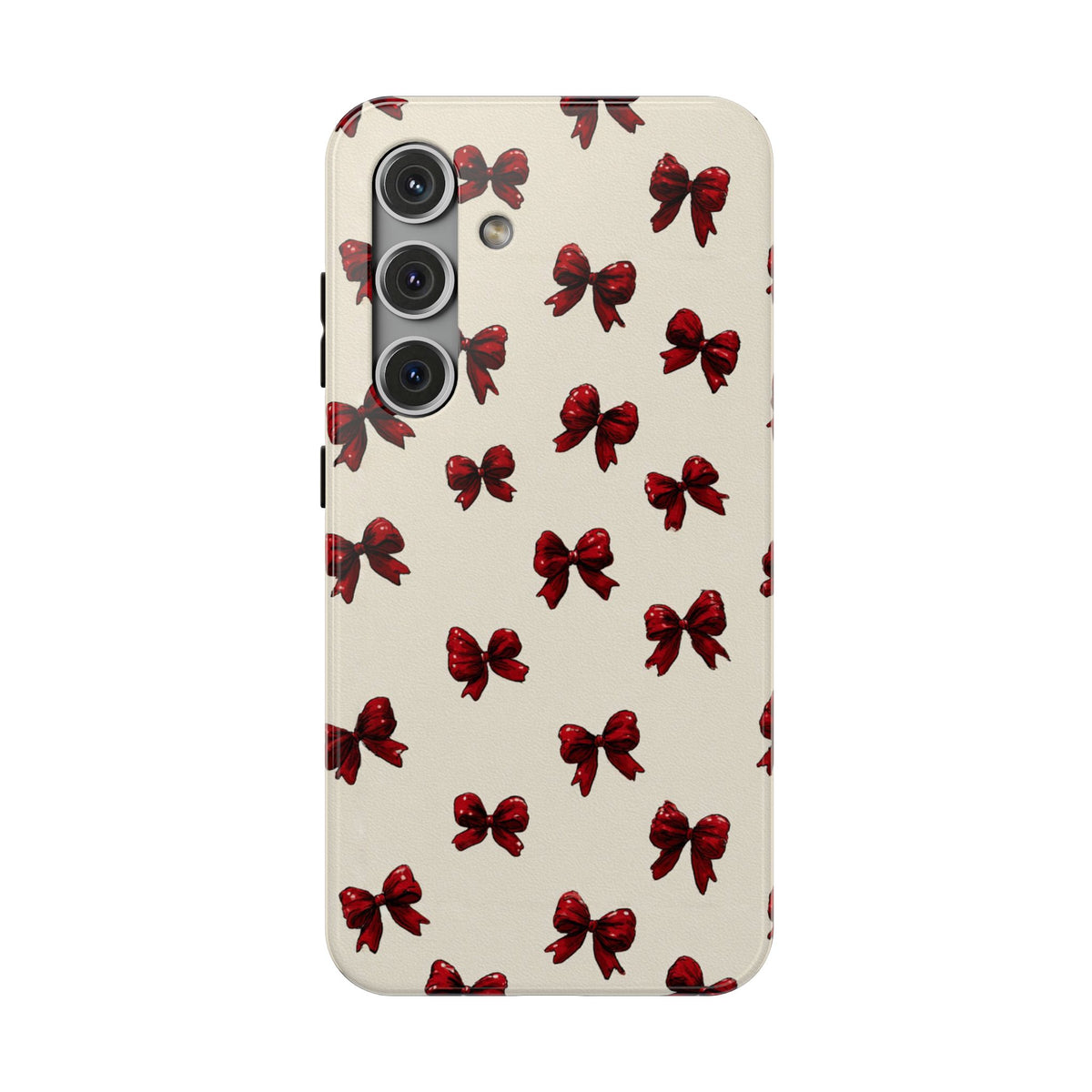 Burgundy Bow protective phone case for Samsung Galaxy S24, glossy finish