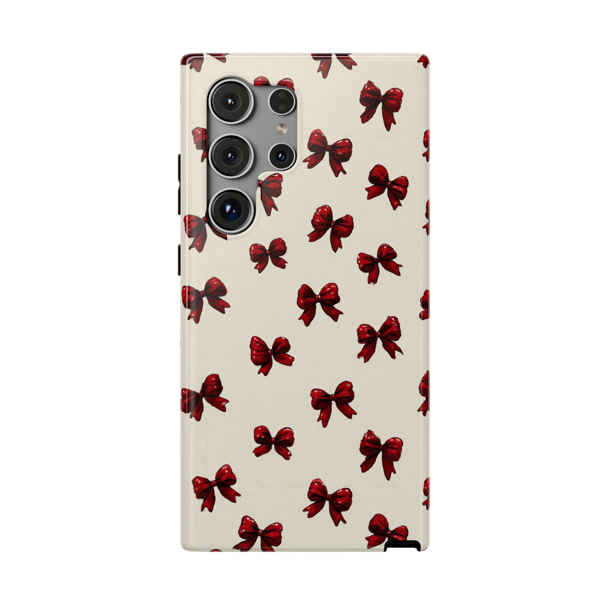 Burgundy Bow protective phone case for Samsung Galaxy S24 Ultra, glossy finish