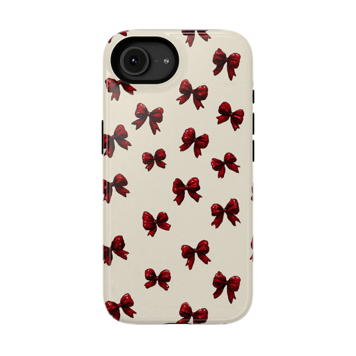 Burgundy Bow protective phone case for iPhone 16e, glossy finish