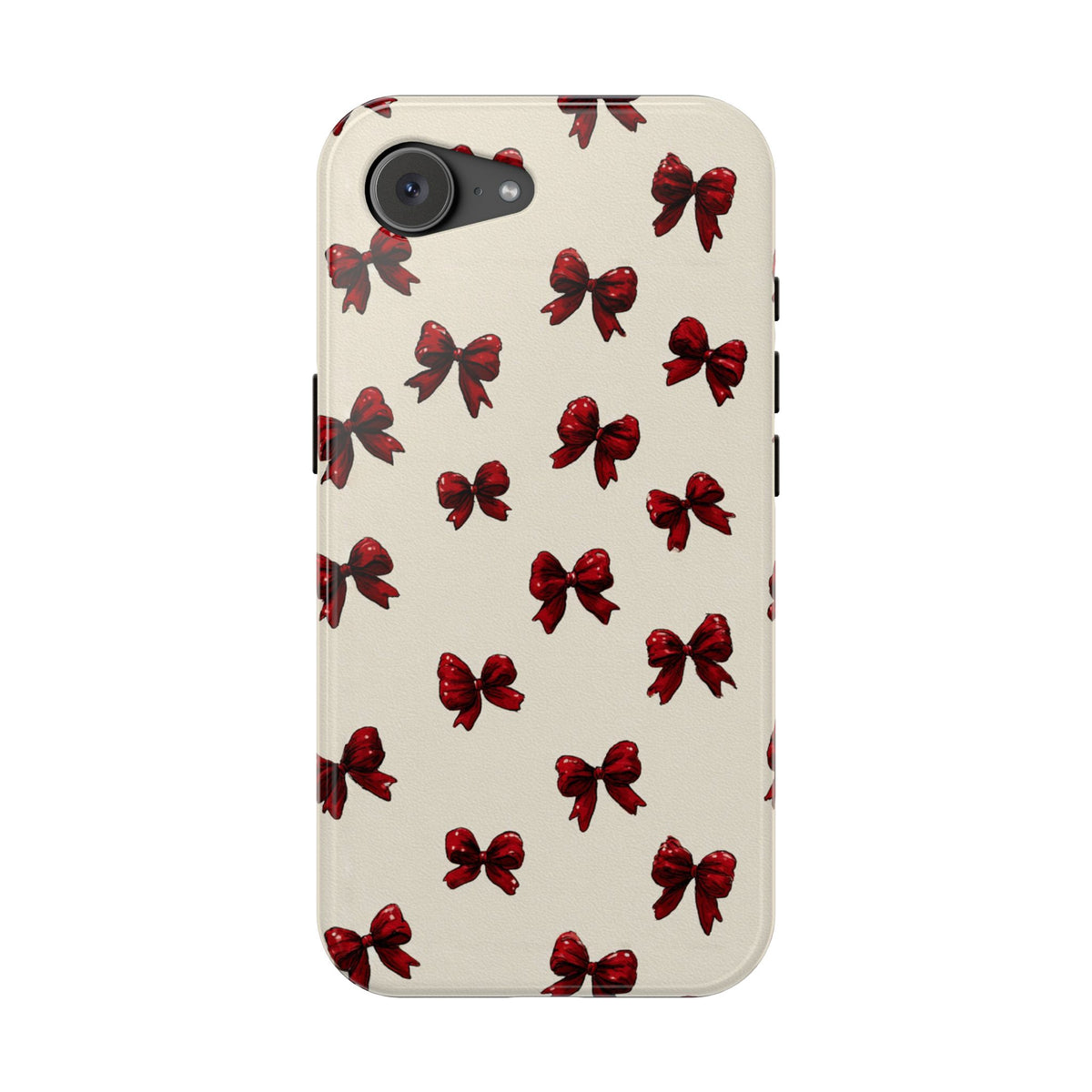 Burgundy Bow protective phone case for iPhone 17e, glossy finish