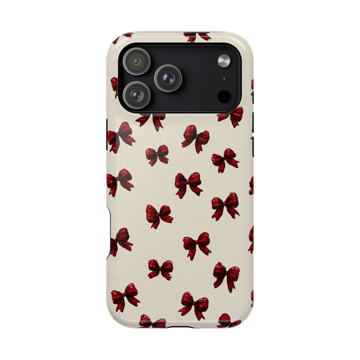 Burgundy Bow protective phone case for iPhone 18 Pro Max, glossy finish