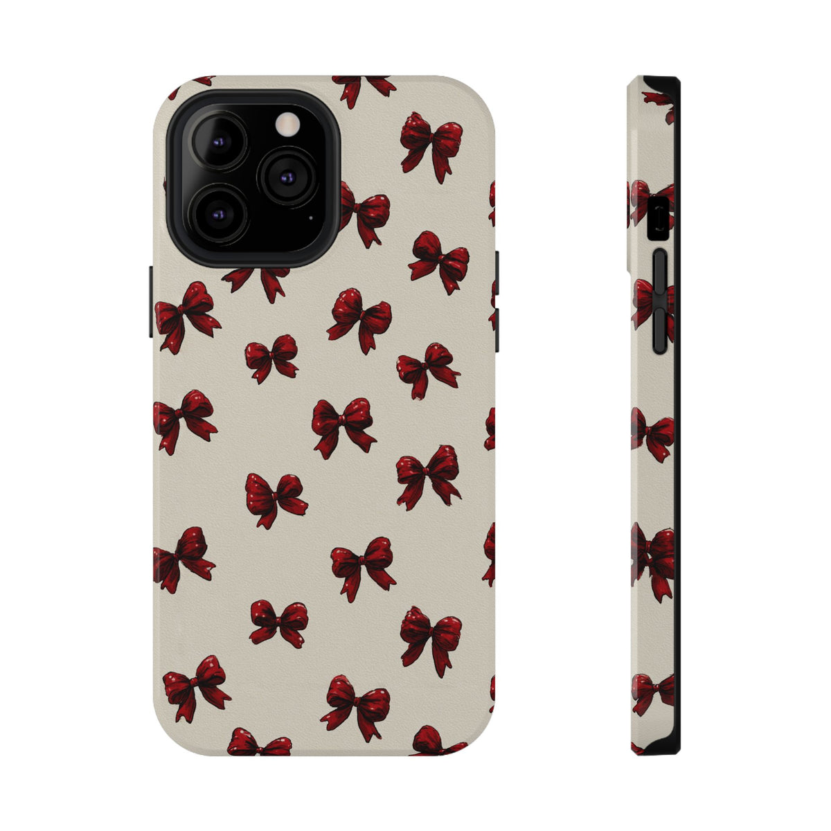 Burgundy Bow protective phone case for iPhone 13 Pro Max, glossy finish
