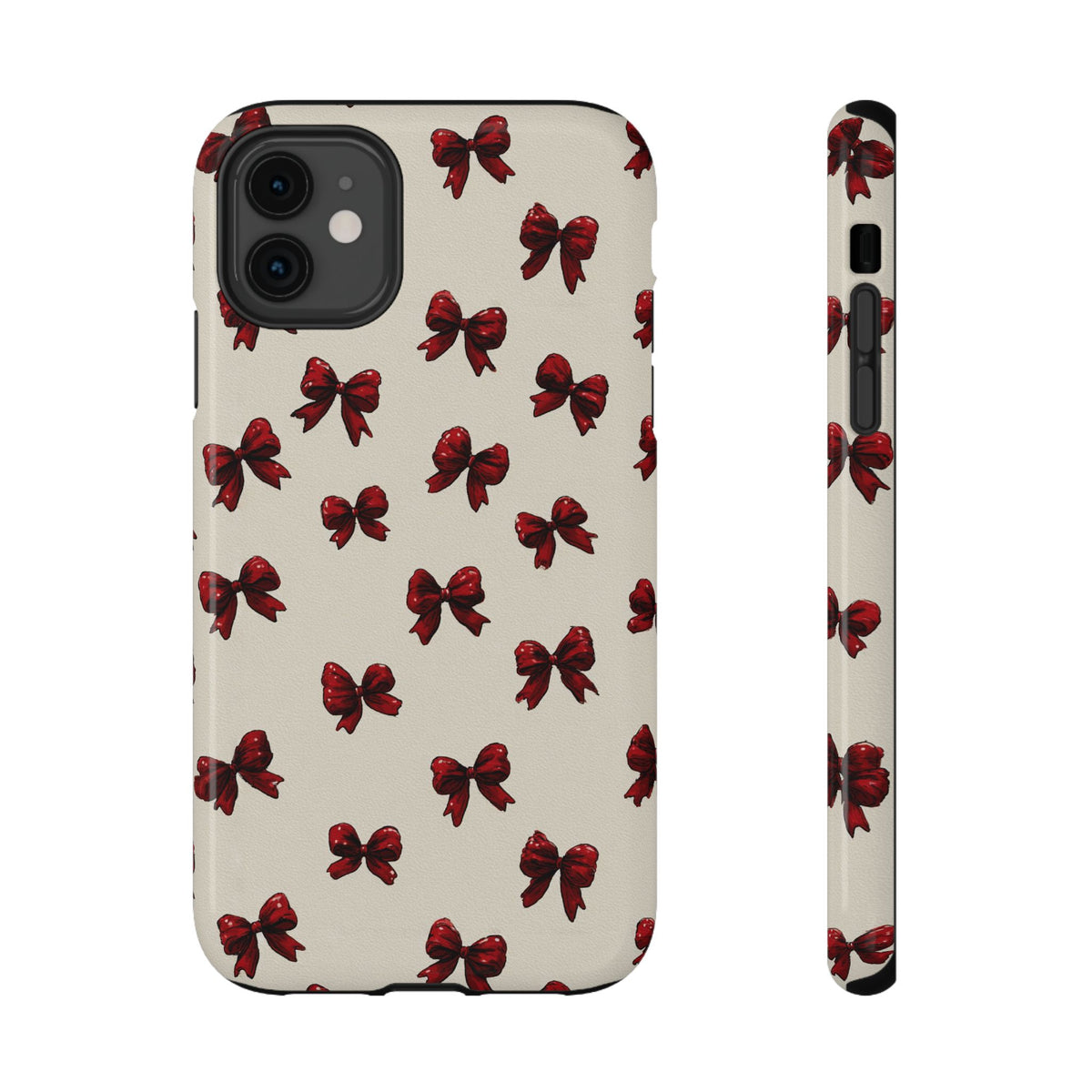 Burgundy Bow protective phone case for iPhone 11, glossy finish